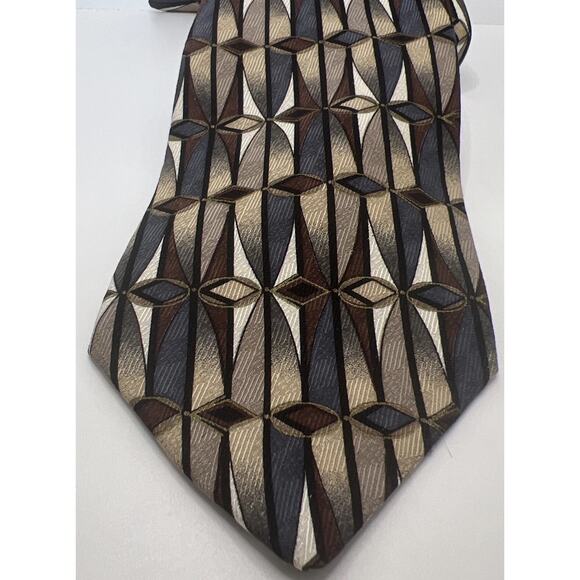 Emilio Ponti Men's Long Tie Silk Necktie 60"x 3.75” Jewel Tone Geometric WOW! - Picture 2 of 8